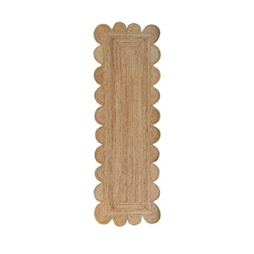 Gautam International Scalloped Natural Jute Area Rug, Natural Color (2'X6')