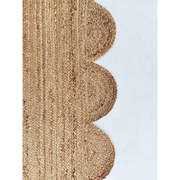 Gautam International Scalloped Natural Jute Area Rug, Natural Color (2'X6')