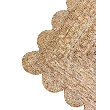 Gautam International Scalloped Natural Jute Area Rug, Natural Color (2'X6')