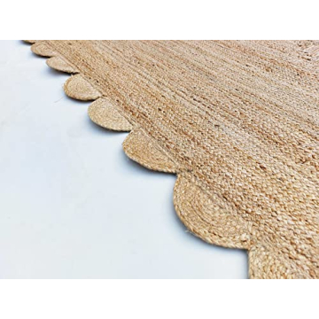 Gautam International Scalloped Natural Jute Area Rug, Natural Color (2'X6')