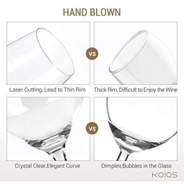 Hand Blown Crystal Champagne Flutes - Bella Vino Elegant Champagne Glasses Made from 100% Premium Crystal Glass, Perfect for Any Occasion,Great Gift, 10", 7 Oz, Set of 2, Clear