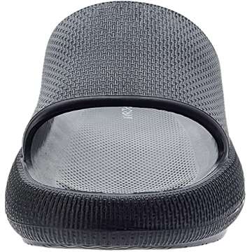 BRONAX Unisex House Slides for Women and Men Size 9 Indoor Pillow Slippers Sandals Sandles for Female Comfy Cushioning Thick Sole 40-41 Black