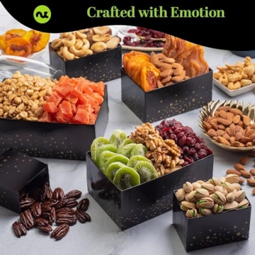 Gourmet Black & Gold Snack Tower with Nuts and Dried Fruits