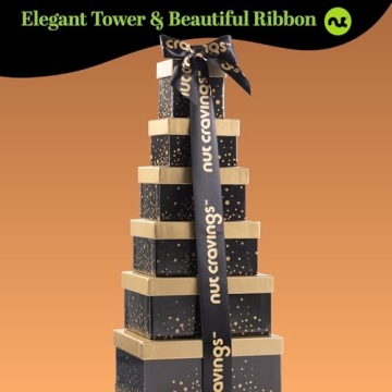Gourmet Black & Gold Snack Tower with Nuts and Dried Fruits