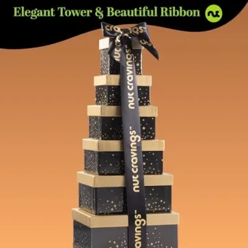 Gourmet Black & Gold Snack Tower with Nuts and Dried Fruits