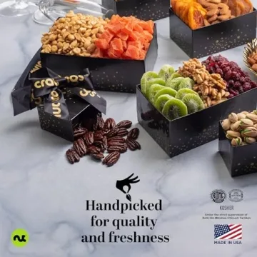 Gourmet Black & Gold Snack Tower with Nuts and Dried Fruits