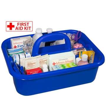 Akro-Mils 09185 Plastic Tote Tool & Supply Cleaning Caddy with Handle, (18-3/8-Inch x 13-7/8-Inch x 9-Inch), Blue (09185BLUE)