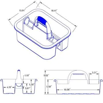Akro-Mils 09185 Plastic Tote Tool & Supply Cleaning Caddy with Handle, (18-3/8-Inch x 13-7/8-Inch x 9-Inch), Blue (09185BLUE)
