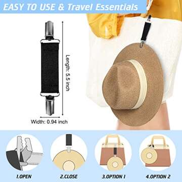Stylish Panama Hats for Women with 2 Hat Clips