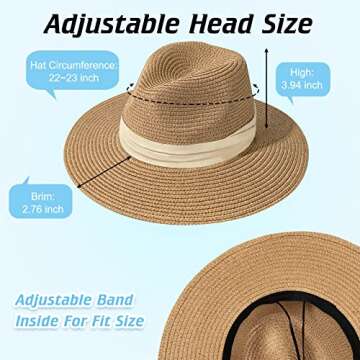 Stylish Panama Hats for Women with 2 Hat Clips