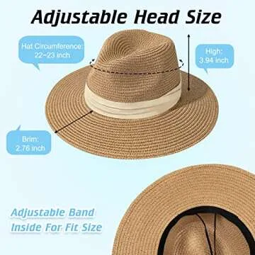 Stylish Panama Hats for Women with 2 Hat Clips