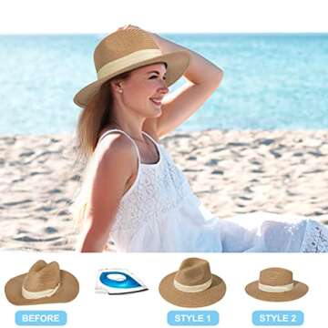 Stylish Panama Hats for Women with 2 Hat Clips