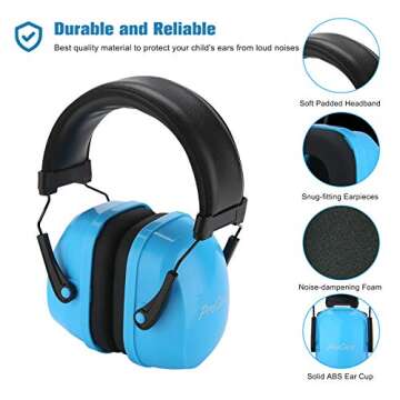 ProCase Kids Ear Protection, SNR 29 dB Noise Cancelling Headphones for Autism Children Toddler, Sound Proof Noise Reduction Earmuffs for Fireworks, Flight, Concert -Blue