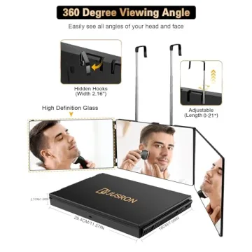 JUSRON 360 Viewing Angle Self Hair Cutting Mirror for Easy Grooming