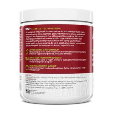 AminoLean Pre Workout Powder, Amino Energy with Natural Caffeine from Green Tea, Vegan BCAA Amino Acids, Cherry Lime (25 Serv)