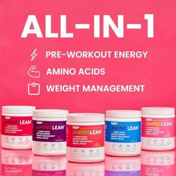 AminoLean Pre Workout Powder, Amino Energy with Natural Caffeine from Green Tea, Vegan BCAA Amino Acids, Cherry Lime (25 Serv)