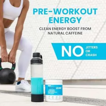 AminoLean Pre Workout Powder, Amino Energy with Natural Caffeine from Green Tea, Vegan BCAA Amino Acids, Cherry Lime (25 Serv)