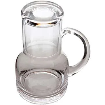 Lily's Home Bedside Night Water Carafe with Tumbler Glass and Handle, Use in Bedroom Bathroom, or Kitchen, Use Cup as Lid, 16 Ounces Modern