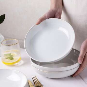 AmorArc 8.5'' Large Ceramic Pasta Bowls, 36oz Stoneware Pasta Serving Bowls Set of 6 for Kitchen, Wide Bowls for Pasta,Salad,Oatmeal, Microwave Safe, Reactive-Color