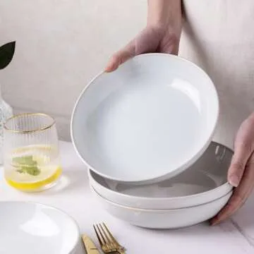 AmorArc 8.5'' Large Ceramic Pasta Bowls, 36oz Stoneware Pasta Serving Bowls Set of 6 for Kitchen, Wide Bowls for Pasta,Salad,Oatmeal, Microwave Safe, Reactive-Color