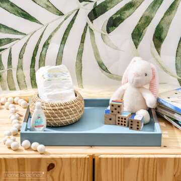 Home Redefined Beautiful Modern Elegant 18"x12" Rectangle Glossy Decorative Ottoman Coffee Table Perfume Living Room Kitchen Serving Tray with Handles for All Occasion's