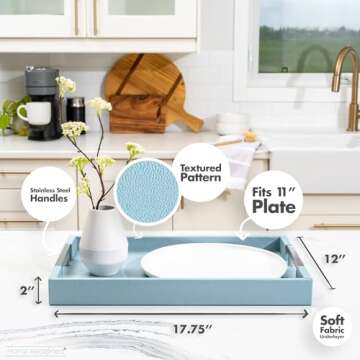 Home Redefined Beautiful Modern Elegant 18"x12" Rectangle Glossy Decorative Ottoman Coffee Table Perfume Living Room Kitchen Serving Tray with Handles for All Occasion's