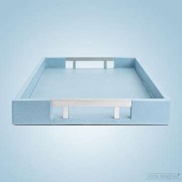 Home Redefined Beautiful Modern Elegant 18"x12" Rectangle Glossy Decorative Ottoman Coffee Table Perfume Living Room Kitchen Serving Tray with Handles for All Occasion's