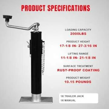 BIG RED 2000 LBs Capacity Weld on Trailer Jack