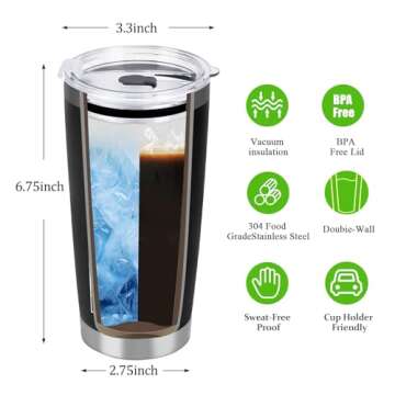 Fathers Day Dad Gifts: 20 Oz Stainless Steel Tumbler for Men, Stepdad, Grandpa
