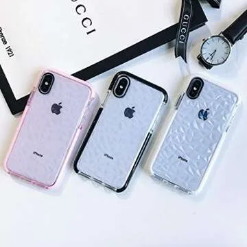 Pink Diamond Pattern iPhone X/XS Case for Girls Elegant