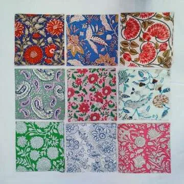 INDIANHANDICRAFTS 10 Pc Mix Lot Napkin Hand Block Print 100% Cotton Made Napkin Size 16 x16 Inch Jaipuri Printed Home Decor Napkin