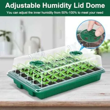 WFOEJEJ 5 Pcks Seed Starter Tray 200 Cells Seed Starter Kit with Humidity Dome, Seed StartingTrays for Seed Seedling Planting Starter, Mini Greenhouse Plant Germination Trays（Green）