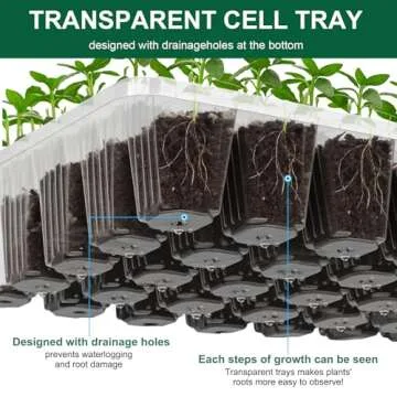 WFOEJEJ 5 Pcks Seed Starter Tray 200 Cells Seed Starter Kit with Humidity Dome, Seed StartingTrays for Seed Seedling Planting Starter, Mini Greenhouse Plant Germination Trays（Green）
