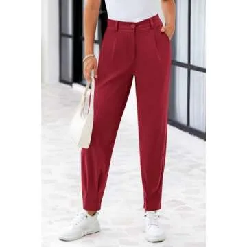 PRETTYGARDEN Women's Stylish High Waisted Trouser Pants