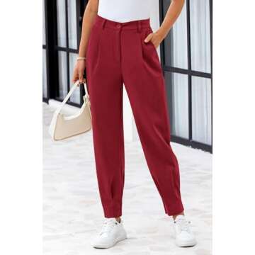 PRETTYGARDEN Women's Stylish High Waisted Trouser Pants