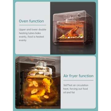 Neretva Toaster Oven & Air Fryer [21 QT& 6-in-1], Compact Toaster Ovens Countertop with 5 Slices 1500W Rapid Heat Air Fryer Toaster Oven Combo Stainless Steel for Bake/Toast/Broil/Air Fryer/Defrost