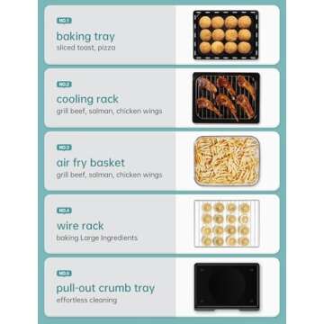 Neretva Toaster Oven & Air Fryer [21 QT& 6-in-1], Compact Toaster Ovens Countertop with 5 Slices 1500W Rapid Heat Air Fryer Toaster Oven Combo Stainless Steel for Bake/Toast/Broil/Air Fryer/Defrost