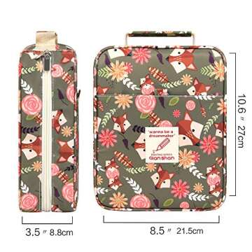 qianshan 202 Colored Pencils Pencil Case - 136 Color Gel Pens Pen Bag or Marker Organizer - Universal Artist Use Supply Zippered Large Capacity Slot Super Big Professional Storage Forest-Friends