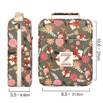 qianshan 202 Colored Pencils Pencil Case - 136 Color Gel Pens Pen Bag or Marker Organizer - Universal Artist Use Supply Zippered Large Capacity Slot Super Big Professional Storage Forest-Friends