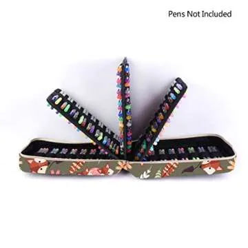 qianshan 202 Colored Pencils Pencil Case - 136 Color Gel Pens Pen Bag or Marker Organizer - Universal Artist Use Supply Zippered Large Capacity Slot Super Big Professional Storage Forest-Friends