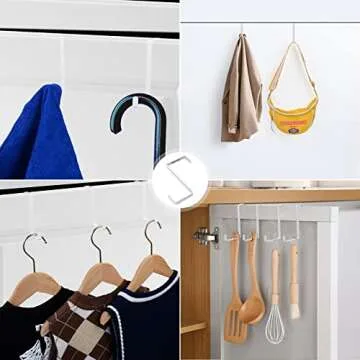 Unjumbly 4 Pack Over The Door Hooks - Fitting Door Width Between 1 3/8" and 1 3/4", Reversible Door Hangers for Hanging Clothes, Towels, Coats and More (White)