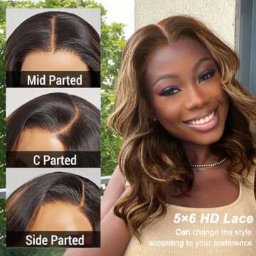 Tinashe 14Inch Wear and Go Glueless Bob Wig Human Hair Highlight Bob Wig Human Hair Honey Blonde 5x6 Body Wave Wigs for Beginners Glueless Short Bob Wig(14inch,P4/27 Loose Body Bob Wig)