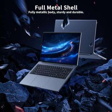 THKGRCE 16 inch Laptop Computer with N95 Processor(Up to 3.4GHz), 16GB DDR4 512GB SSD,FHD 1920x1200P, Full Function Type-C, Full Metal Shell, Fingerprint Reader, 180°Open Angle, 5G Wi-Fi, BT4.2