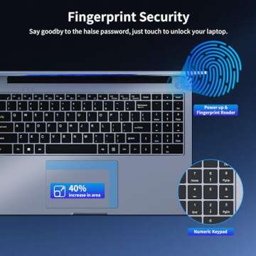THKGRCE 16 inch Laptop Computer with N95 Processor(Up to 3.4GHz), 16GB DDR4 512GB SSD,FHD 1920x1200P, Full Function Type-C, Full Metal Shell, Fingerprint Reader, 180°Open Angle, 5G Wi-Fi, BT4.2