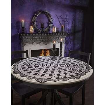 Spirit Halloween Round Lace Beetlejuice Tablecloth