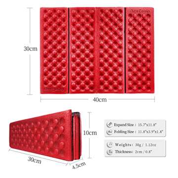 AceCamp Polyester 3940 Portable Lightweight Mini Waterproof Folding Mat, Foam Sitting Pad for Outdoor Activities, Foldable Kneeling and Seat Cushion for Comfort, Red