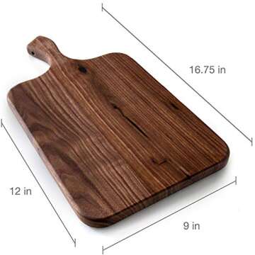 Brazos Home Dark Walnut Wood Cutting Board for Kitchen,Seasoned,Chopping Board,Wood Cheese Board,Charcuterie Platter,Ideal for Serving or Chopping Fruit,Vegetables,Cheese or Meat,16 x 8,Large