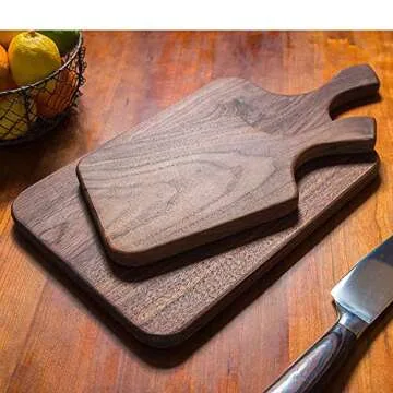 Brazos Home Dark Walnut Wood Cutting Board for Kitchen,Seasoned,Chopping Board,Wood Cheese Board,Charcuterie Platter,Ideal for Serving or Chopping Fruit,Vegetables,Cheese or Meat,16 x 8,Large