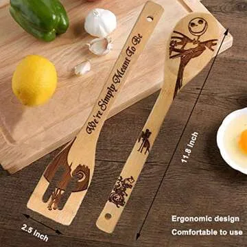 Jack Skellington Wooden Spoons for Cooking Utensils Set - Magic Pattern Burned Spatulas Kitchen Utensil Set for Kitchen Decor,Nightmare Before Christmas GiftS for Fans and Friends