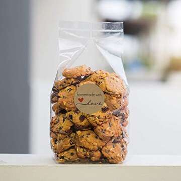 1.5" Round Natural Brown Kraft Homemade with Love Stickers / 500 Brown Kraft Labels Roll/Made in The USA